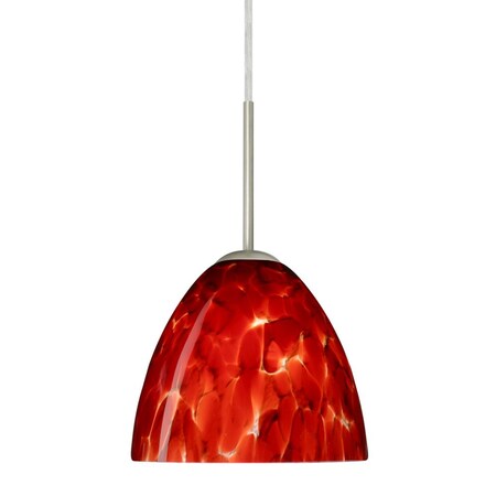 Besa Lighting Besa Sasha Pendant Satin Nickel Garnet 1x50W B10 Med 1BT-757241-MED-SN